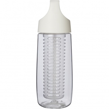 Logotrade Werbegeschenke das Foto: HydroFruit 700 ml Sportflasche aus recyceltem Kunststoff mit Klappdeckel und Trinkhalm
