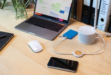 Logotrade Geschäftsgeschenke das Foto: 3-in-1 Kabel mit 5W Bambus Wireless Charger