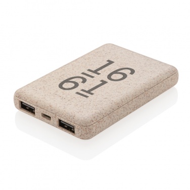Logotrade Werbegeschenke das Foto: Weizenstroh 5.000 mAh Pocket Powerbank