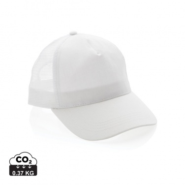 Logotrade Logogeschenke das Foto: Impact AWARE™ 190gr Brushed rCotton 5 Panel Trucker-Cap