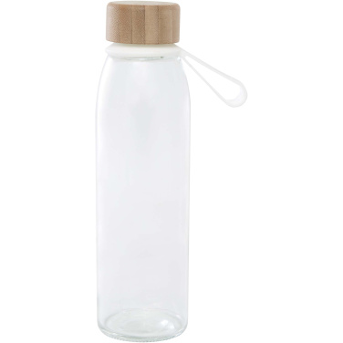 Logotrade Werbegeschenke das Foto: Porto 500 ml Glas-Flasche mit Silikongriff und Bambusdeckel