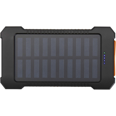 Logotrade werbemittel das Foto: Altair 10 W 5000 mAh robuste Solar Powerbank aus recyceltem Kunststoff mit integrierter Taschenlampe