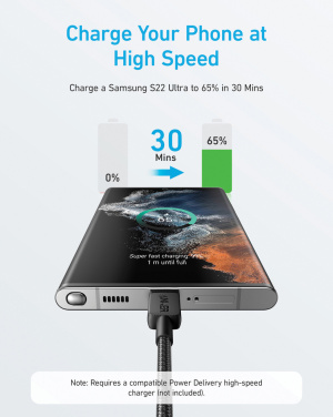 Logotrade Firmengeschenke das Foto: Anker USB-C to USB-C Kabel - 1.8 Meter, 60W