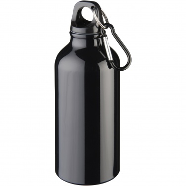 Logo trade business gifts image of: Oregon 400 ml aluminium water bottle with carabiner