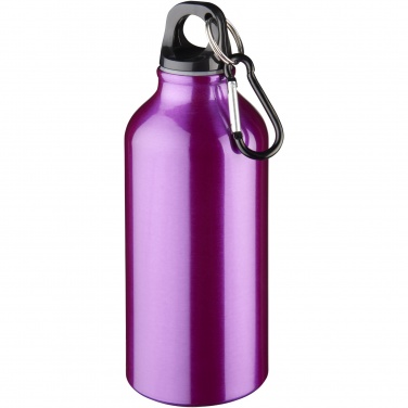 Logo trade promotional merchandise photo of: Oregon 400 ml aluminium water bottle with carabiner