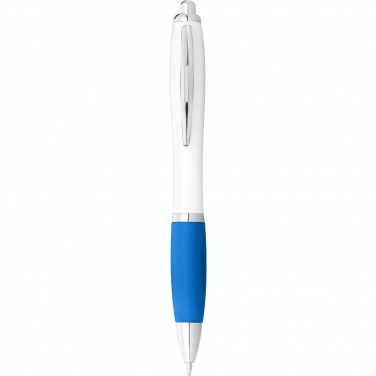 Logo trade promotional product photo of: Nash ballpoint pen white barrel and coloured grip