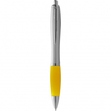 Logo trade business gifts image of: Nash ballpoint pen silver barrel and coloured grip