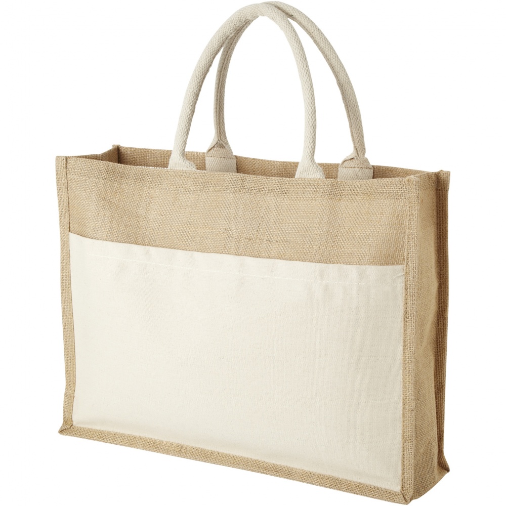 Logotrade promotional giveaway image of: Mumbay cotton pocket jute tote bag 18L