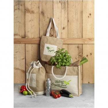 Logo trade corporate gifts image of: Mumbay cotton pocket jute tote bag 18L