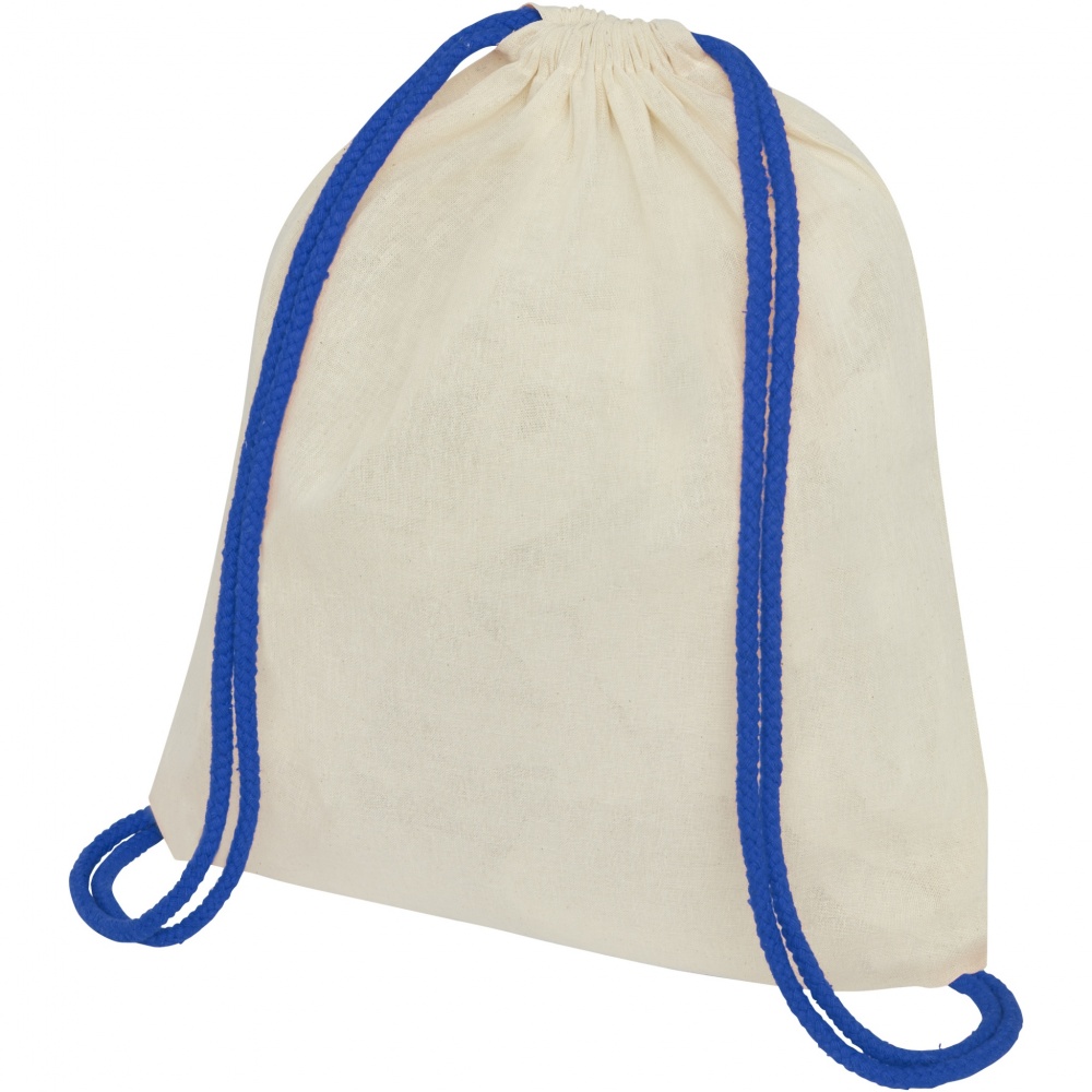 Logo trade promotional merchandise image of: Oregon 100 g/m² cotton drawstring bag with coloured cords 5L