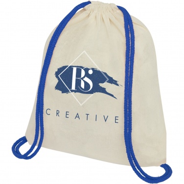 Logo trade advertising product photo of: Oregon 100 g/m² cotton drawstring bag with coloured cords 5L