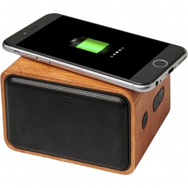 Logo trade advertising products image of: Wooden 3W speaker with wireless charging pad