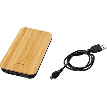 Logo trade corporate gifts image of: Future 6000 mAh bamboo/fabric wireless power bank