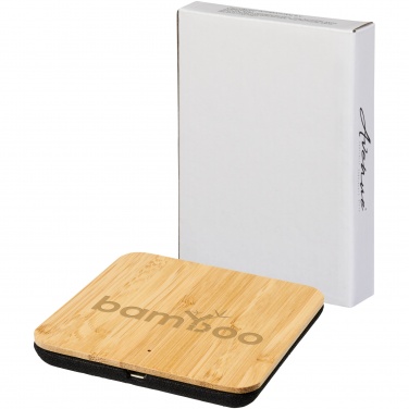 Logotrade corporate gift image of: Leaf 5W bamboo and fabric wireless charging pad