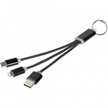 Logotrade business gift image of: Metal 3-in-1 charging cable with keychain