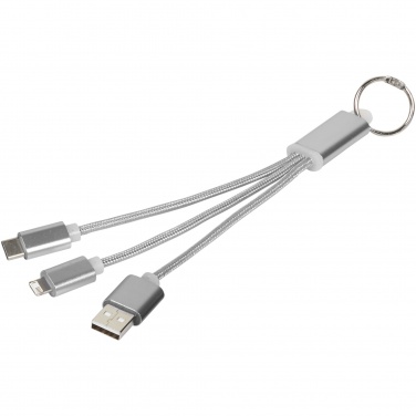 Logo trade business gift photo of: Metal 3-in-1 charging cable with keychain