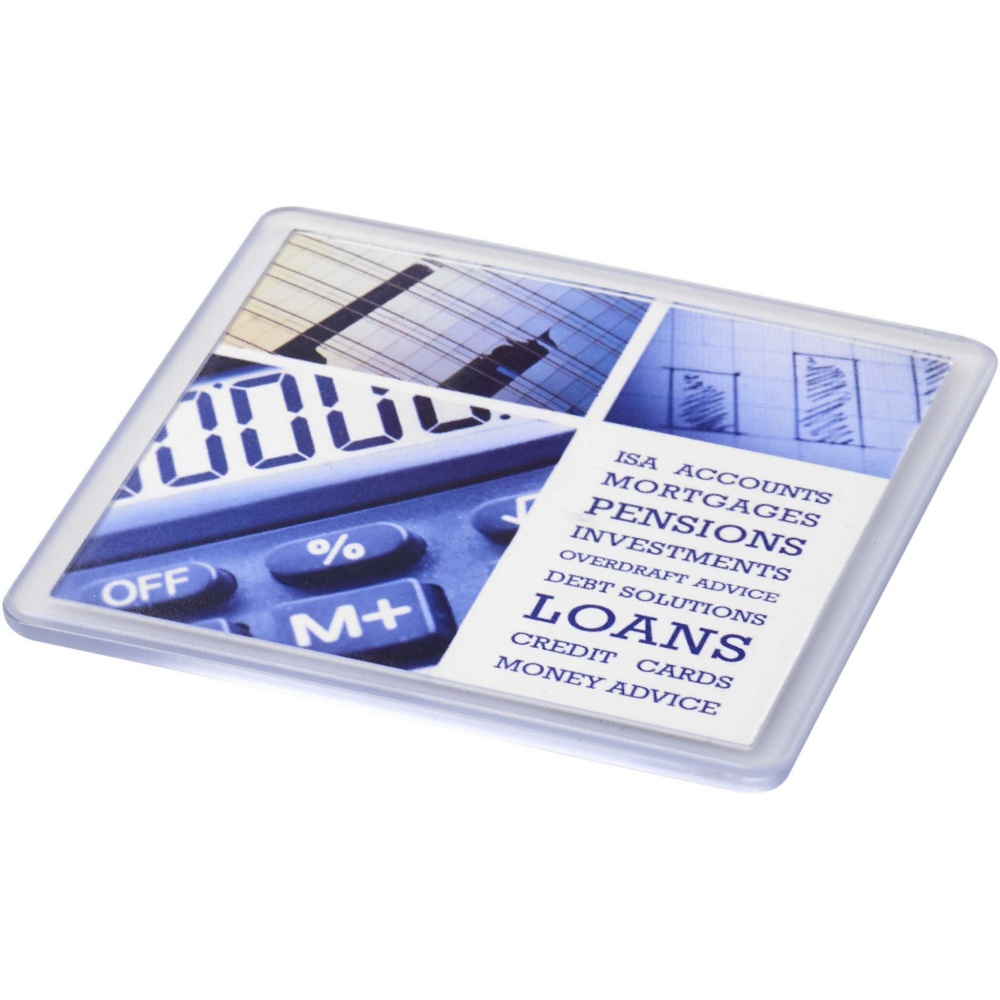 Logo trade promotional products image of: Ellison square plastic coaster with paper insert