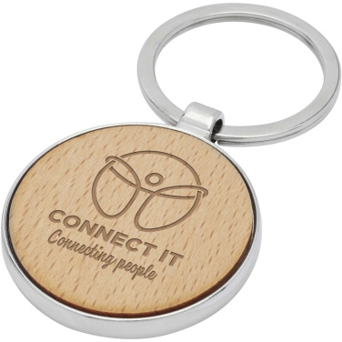 Logo trade advertising products image of: Moreno beech wood round keychain