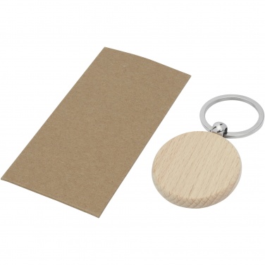 Logo trade corporate gifts picture of: Giovanni beech wood round keychain