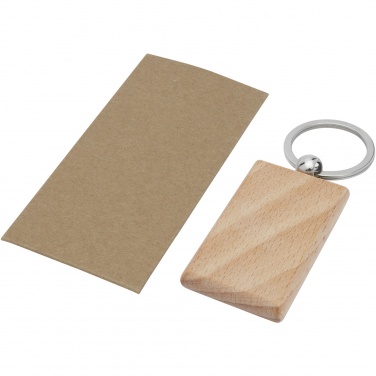 Logo trade corporate gift photo of: Gian beech wood rectangular keychain