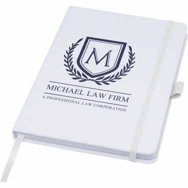 Logo trade promotional merchandise photo of: Honua A5 recycled paper notebook with recycled PET cover