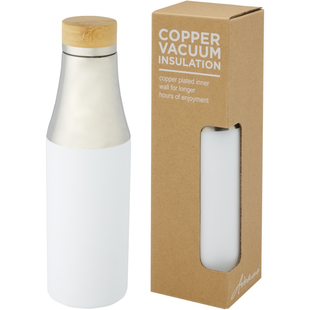 Logo trade corporate gift photo of: Hulan 540 ml copper vacuum insulated stainless steel bottle with bamboo lid