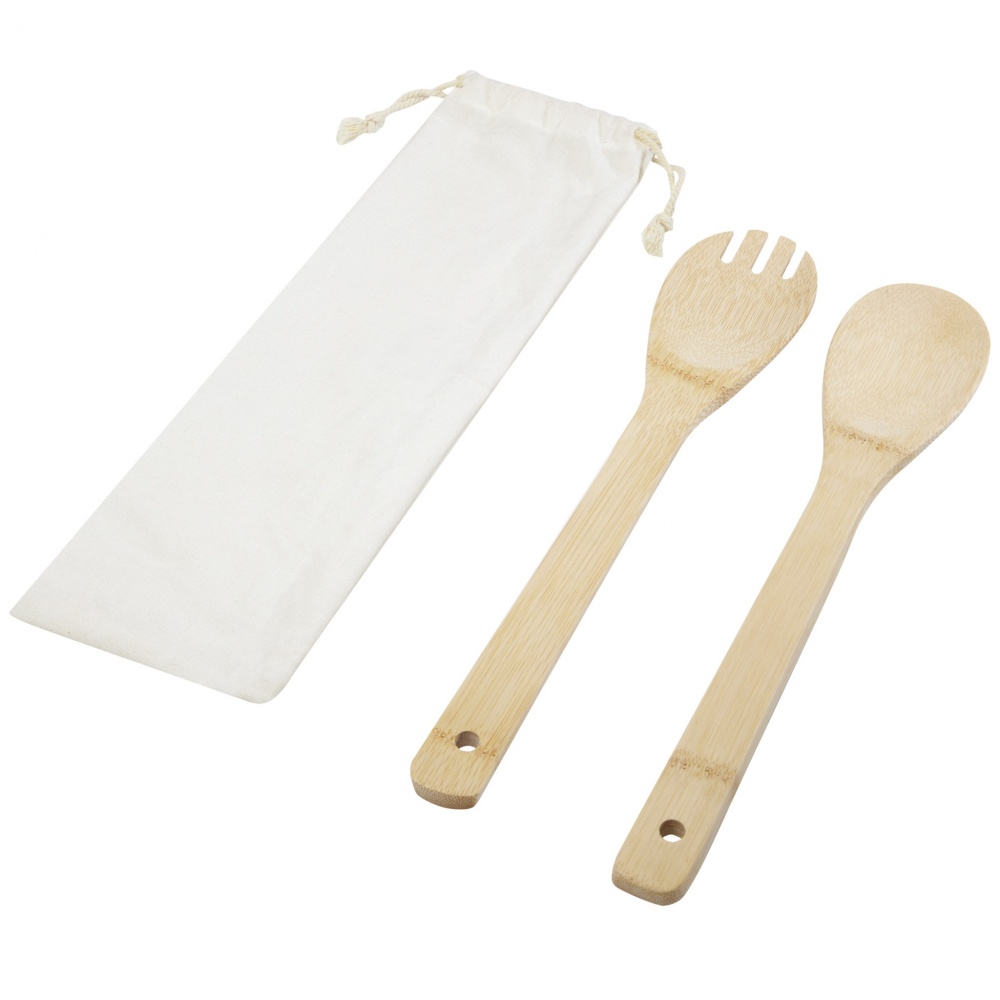 Logo trade promotional gift photo of: Endiv bamboo salad spoon and fork