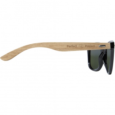 Logo trade promotional merchandise picture of: Hiru rPET/wood mirrored polarized sunglasses in gift box