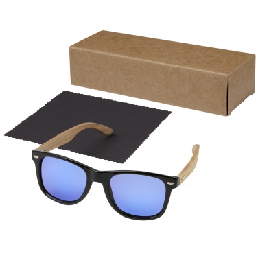 Logo trade promotional gifts image of: Hiru rPET/wood mirrored polarized sunglasses in gift box