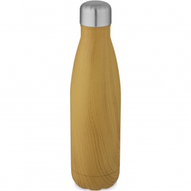 Logo trade promotional giveaways image of: Cove 500 ml vacuum insulated stainless steel bottle with wood print