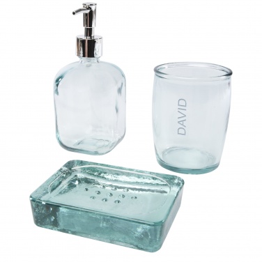 Logo trade promotional product photo of: Jabony 3-piece recycled glass bathroom set
