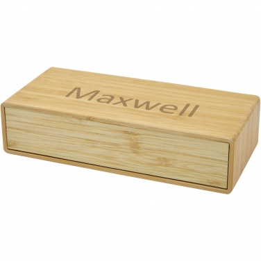 Logo trade corporate gifts picture of: Minata bamboo wireless charger with clock