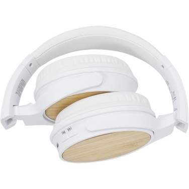 Logo trade promotional merchandise photo of: Athos bamboo Bluetooth® headphones with microphone