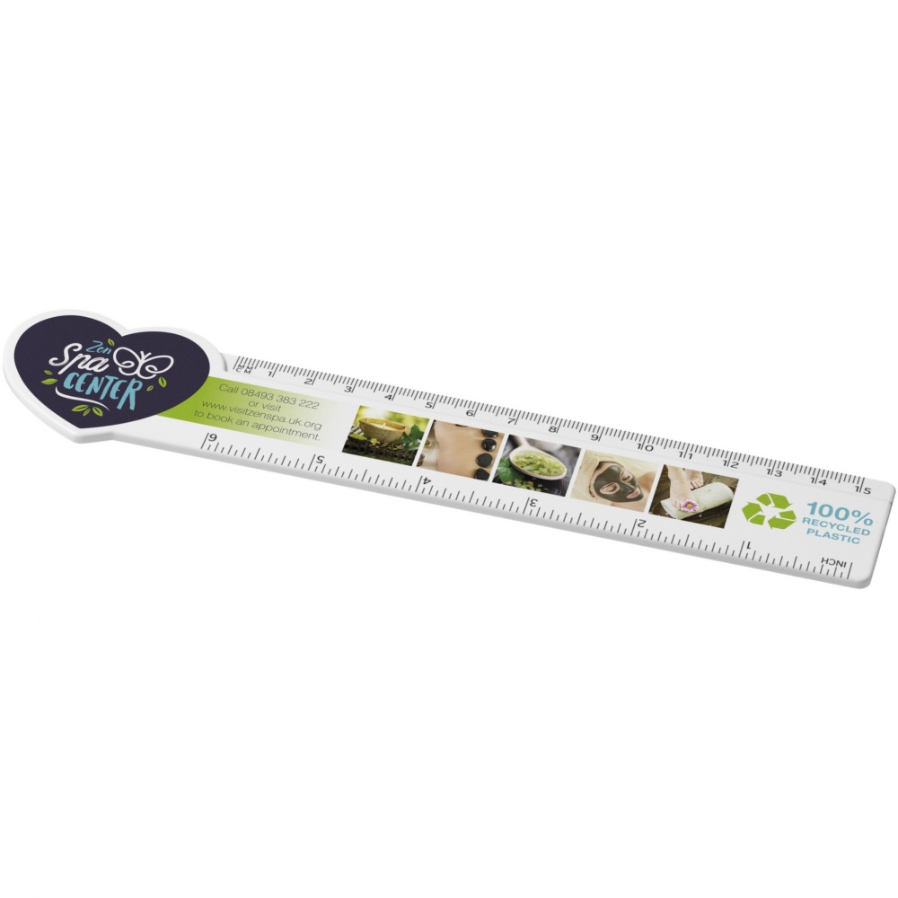 Logo trade advertising products image of: Tait 15 cm heart-shaped recycled plastic ruler