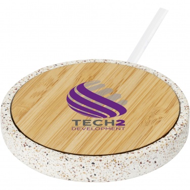 Logo trade advertising products picture of: Terrazzo 10W wireless bamboo charging pad