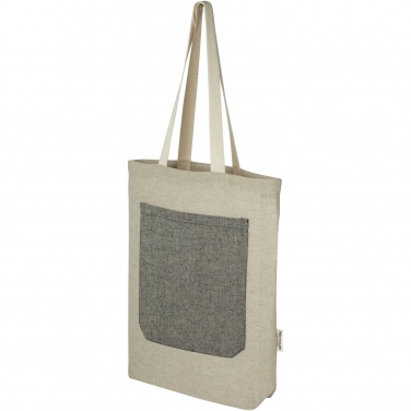 Logo trade promotional giveaways image of: Pheebs 150 g/m² recycled cotton tote bag with front pocket 9L