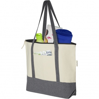 Logotrade advertising product picture of: Repose 320 g/m² recycled cotton zippered tote bag 10L