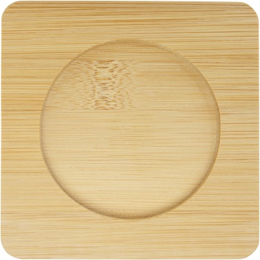 Logo trade corporate gifts image of: Manti 2-piece 250 ml double-wall glass cup with bamboo coaster 