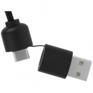 Logotrade corporate gift picture of: SCX.design C38 5-in-1 rPET light-up logo charging cable with squared wooden casing