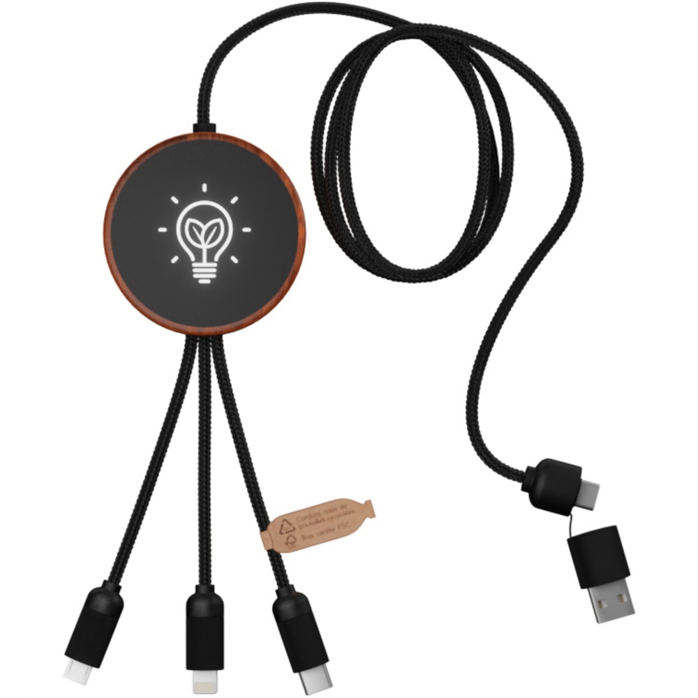 Logo trade promotional gifts picture of: SCX.design C40 5-in-1 rPET light-up logo charging cable and 10W charging pad