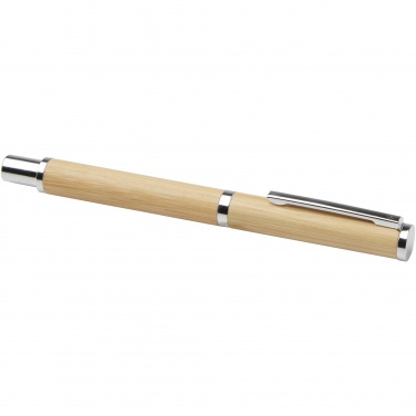 Logo trade promotional products image of: Apolys bamboo ballpoint and rollerball pen gift set 
