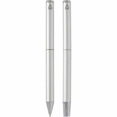 Logo trade corporate gifts image of: Lucetto recycled aluminium ballpoint and rollerball pen gift set