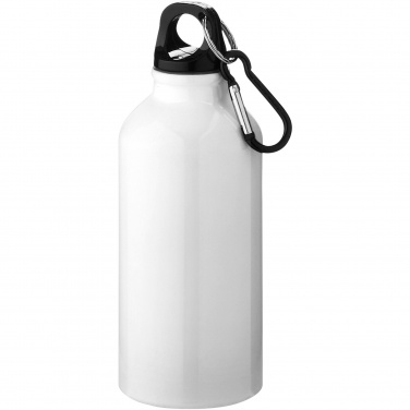 Logotrade promotional merchandise photo of: Oregon 400 ml RCS certified recycled aluminium water bottle with carabiner