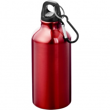 Logotrade promotional item picture of: Oregon 400 ml RCS certified recycled aluminium water bottle with carabiner