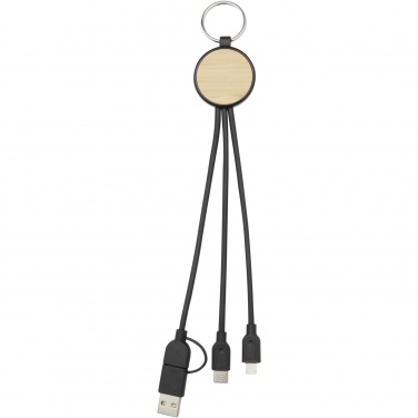 Logotrade business gifts photo of: Tecta 6-in-1 recycled plastic/bamboo charging cable with keyring