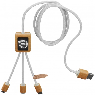 Logotrade promotional giveaway picture of: SCX.design C39 3-in-1 rPET light-up logo charging cable with squared bamboo casing
