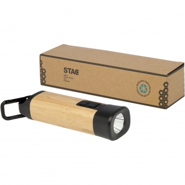 Logo trade promotional merchandise picture of: Kuma bamboo/RCS recycled plastic torch with carabiner