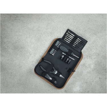Logo trade promotional merchandise image of: Spike 24-piece RCS recycled plastic tool set with cork pouch