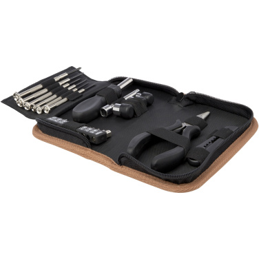 Logotrade promotional giveaway picture of: Spike 24-piece RCS recycled plastic tool set with cork pouch