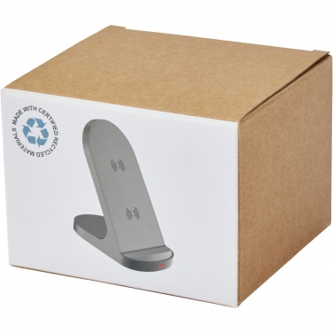 Logo trade promotional gift photo of: Loop 15W dual coil RCS recycled plastic wireless charging stand